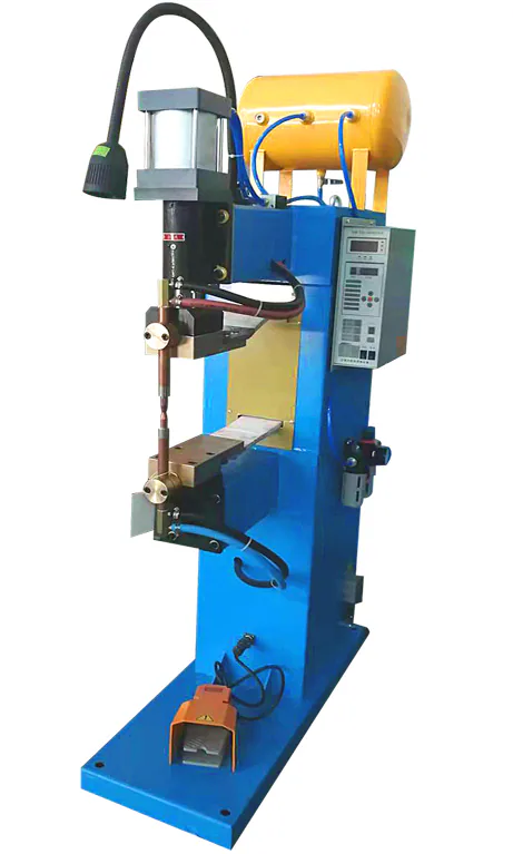 Pneumatic stainless steel spot welder welding air duct hoop on site